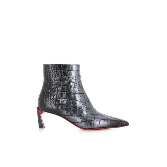 Christian Louboutin Condora Gunmetal Croc-Embossed Booties 55mm | New in Box - Picture 2 of 7